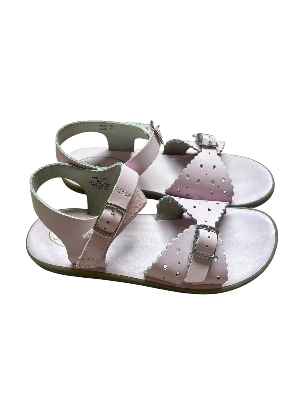 FootMates Girls Pale Pink Scalloped Buckle Sandals